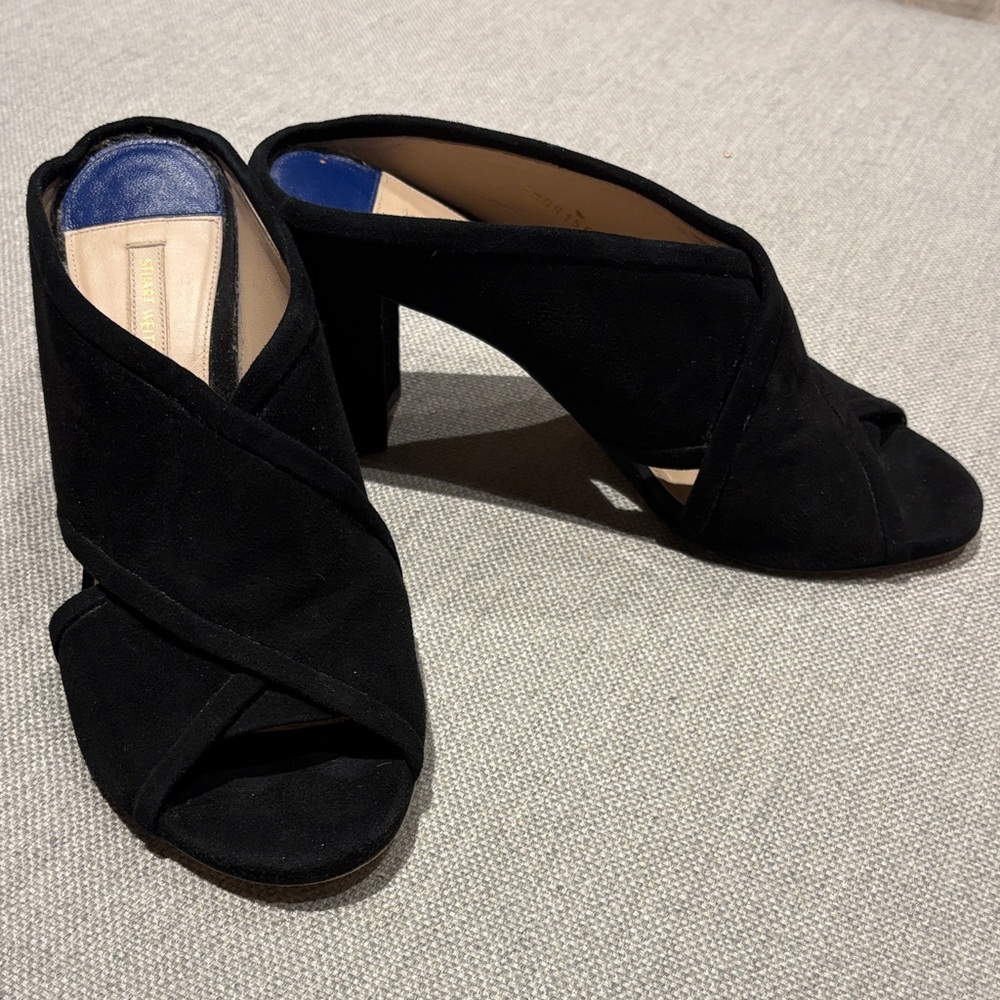 Stuart Weitzman Black Suede Mules